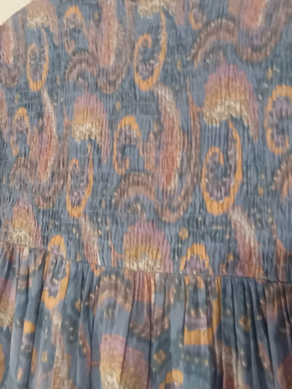 Antik Batik Blue Paisley Smocked Midi Maxi Dress Women’s XS Boho Long Sleeve - Picture 6 of 10